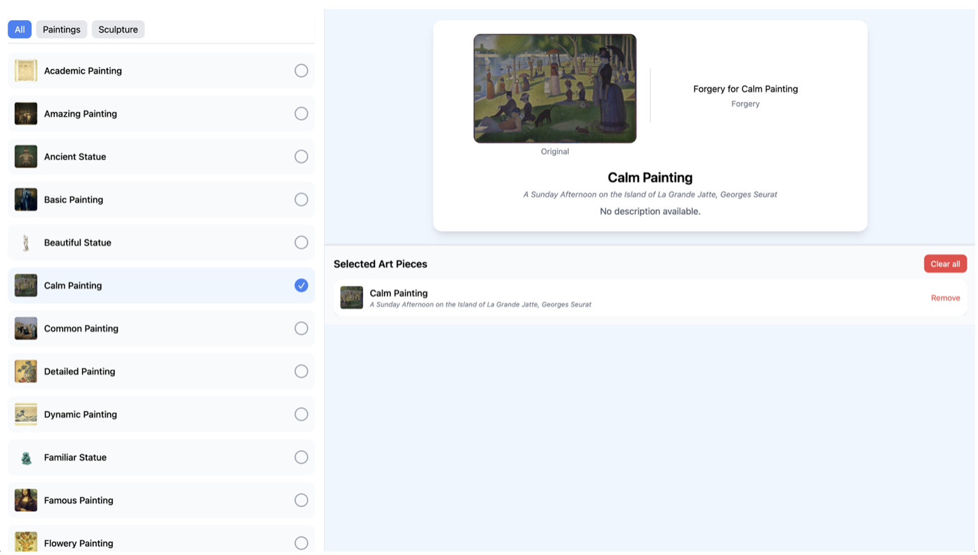 Desktop layout displaying an artwork without description text