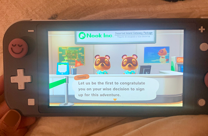 Game screenshot of two shop characters smiling at the player