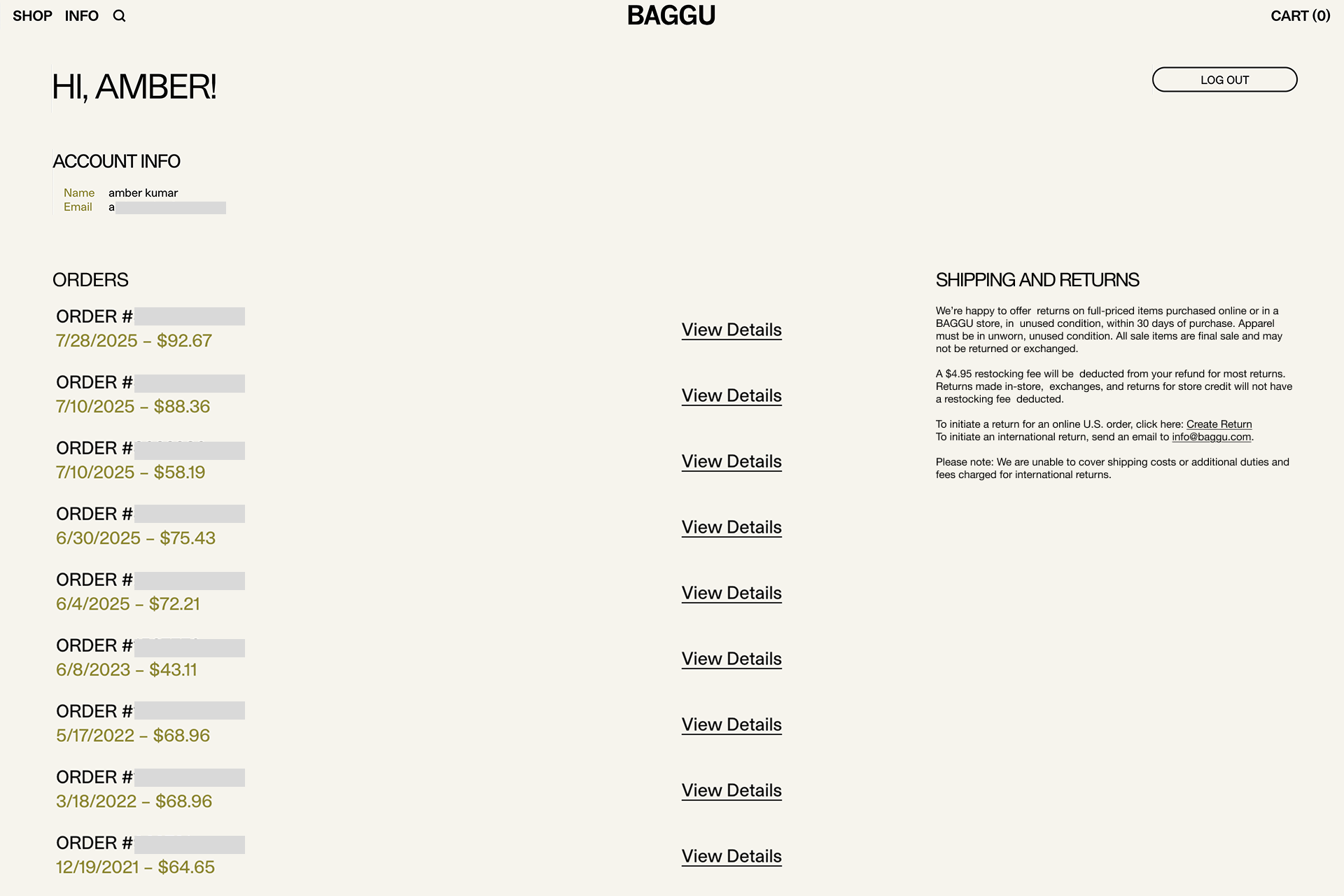 Past orders layout revamp