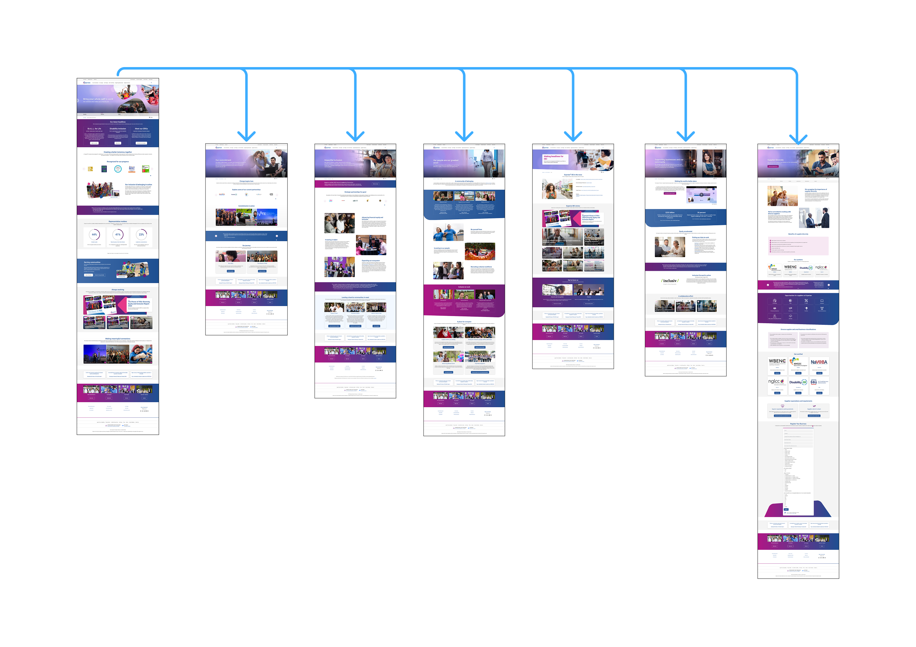 Main DEI ecosystem hierarchy showing homepage, key branches, and multi-level subpages