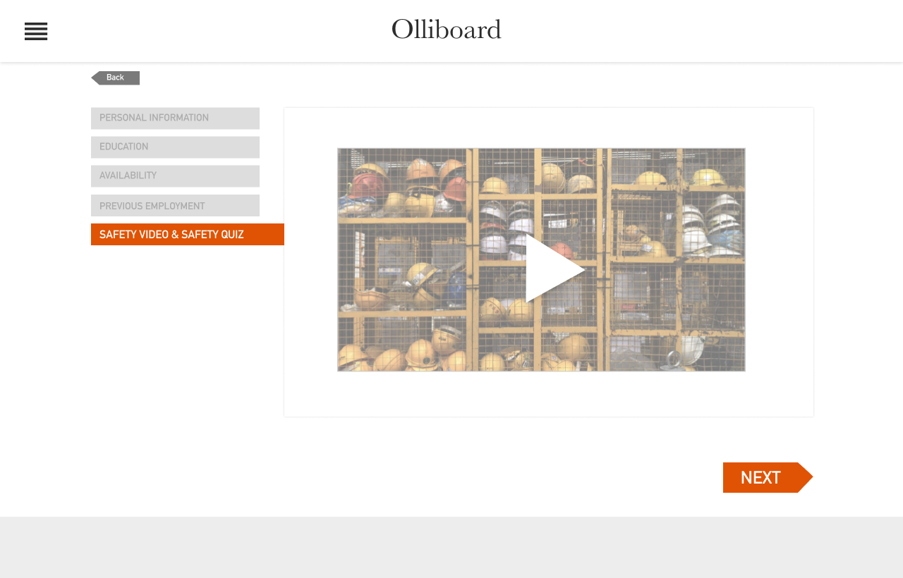 Safety training video screen with large inline player