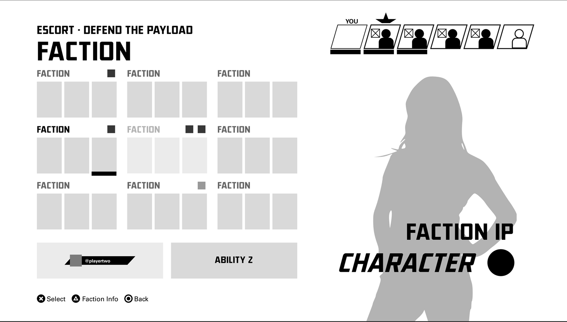 Mid ability selection state showing partially claimed factions