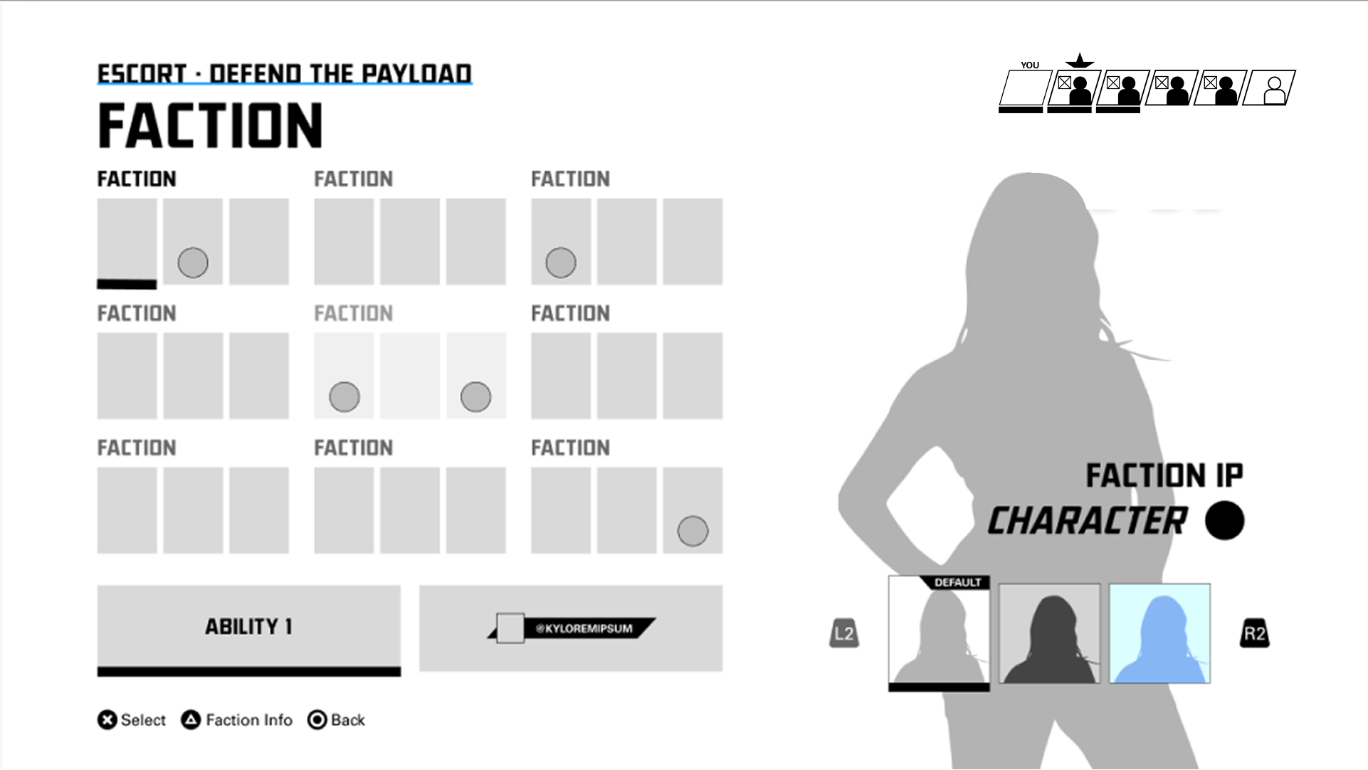 UX layout for inline skin selection in character select