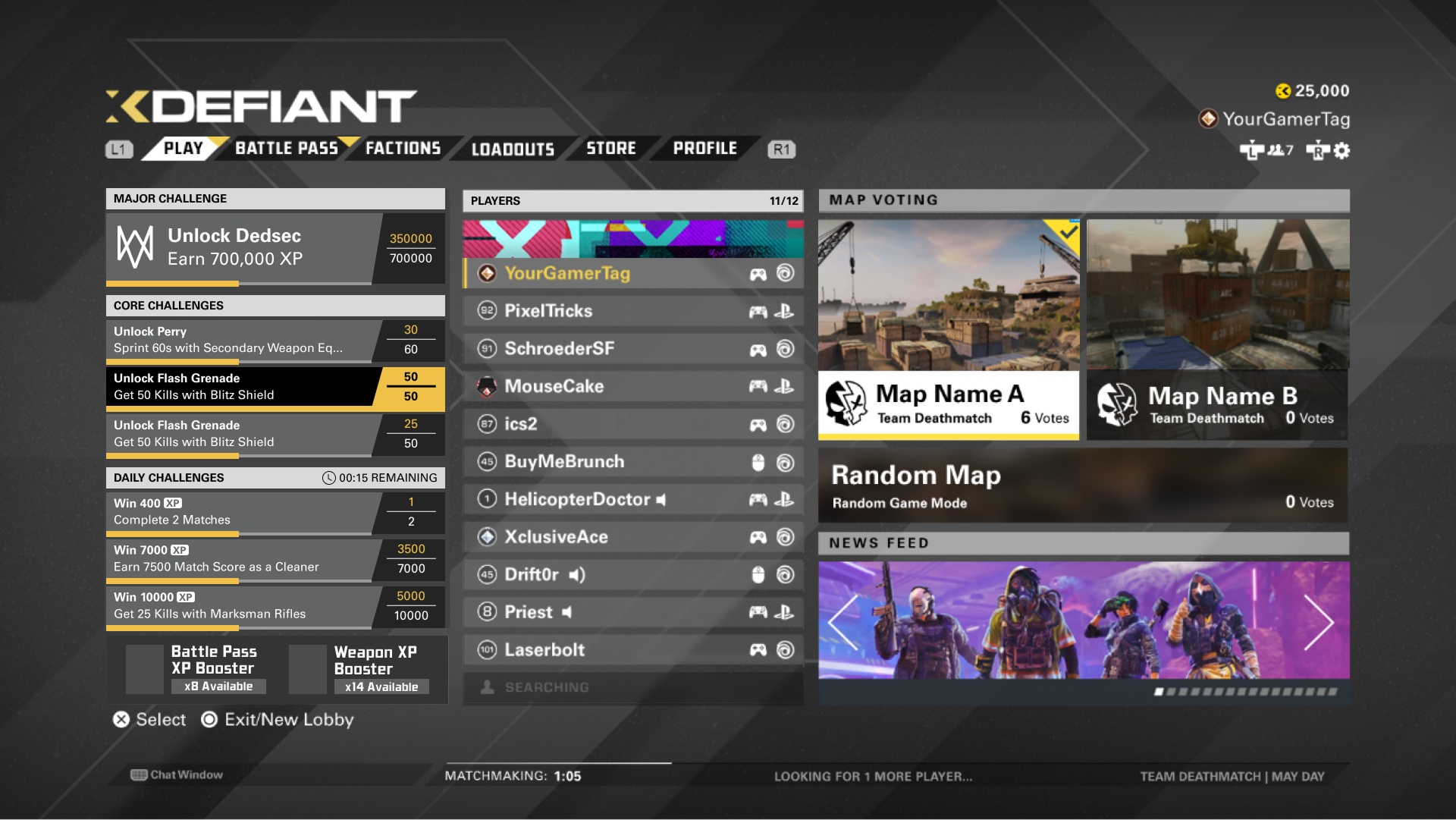 Original XDefiant lobby interface