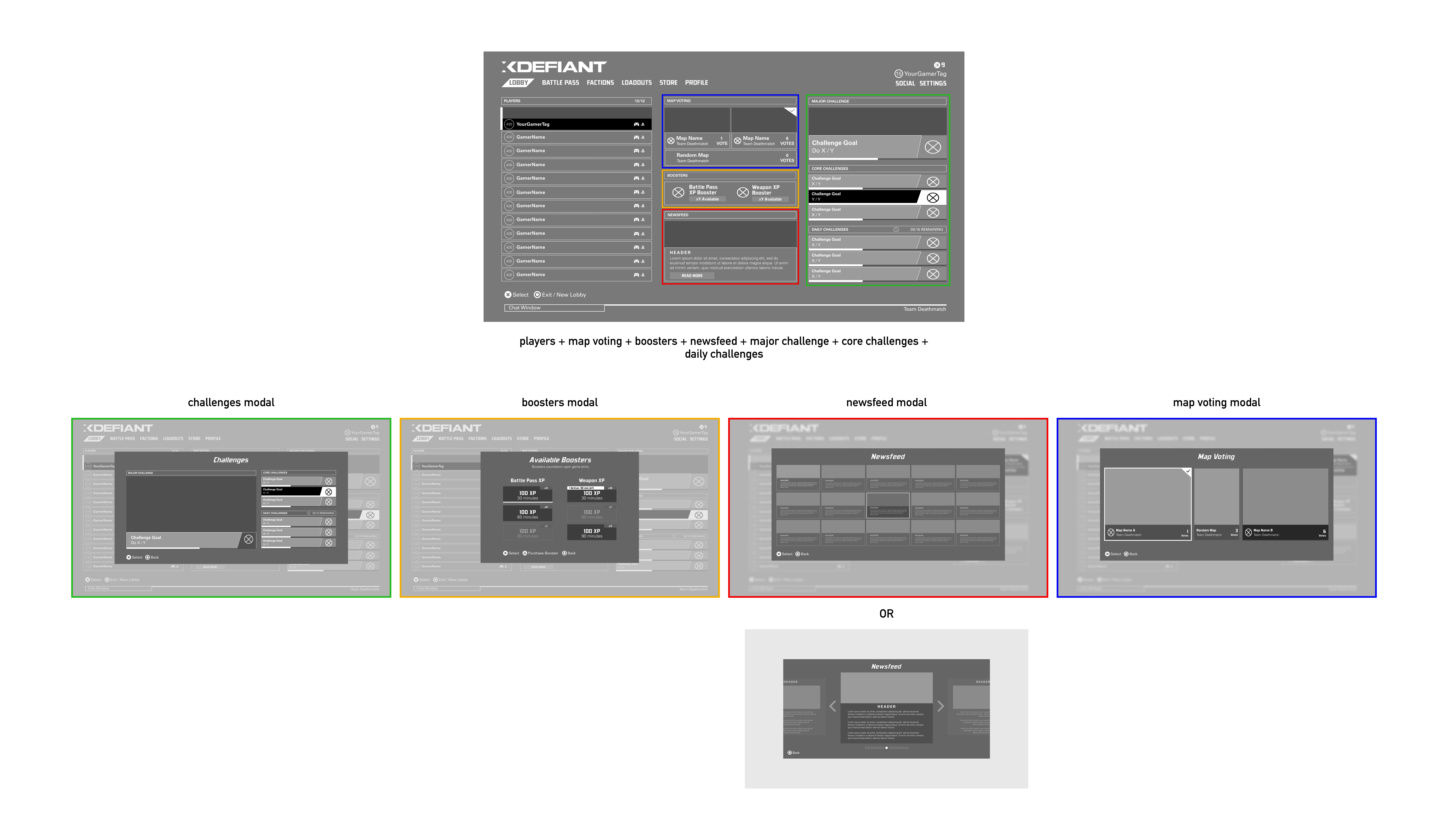 Focus states for modular UI pieces